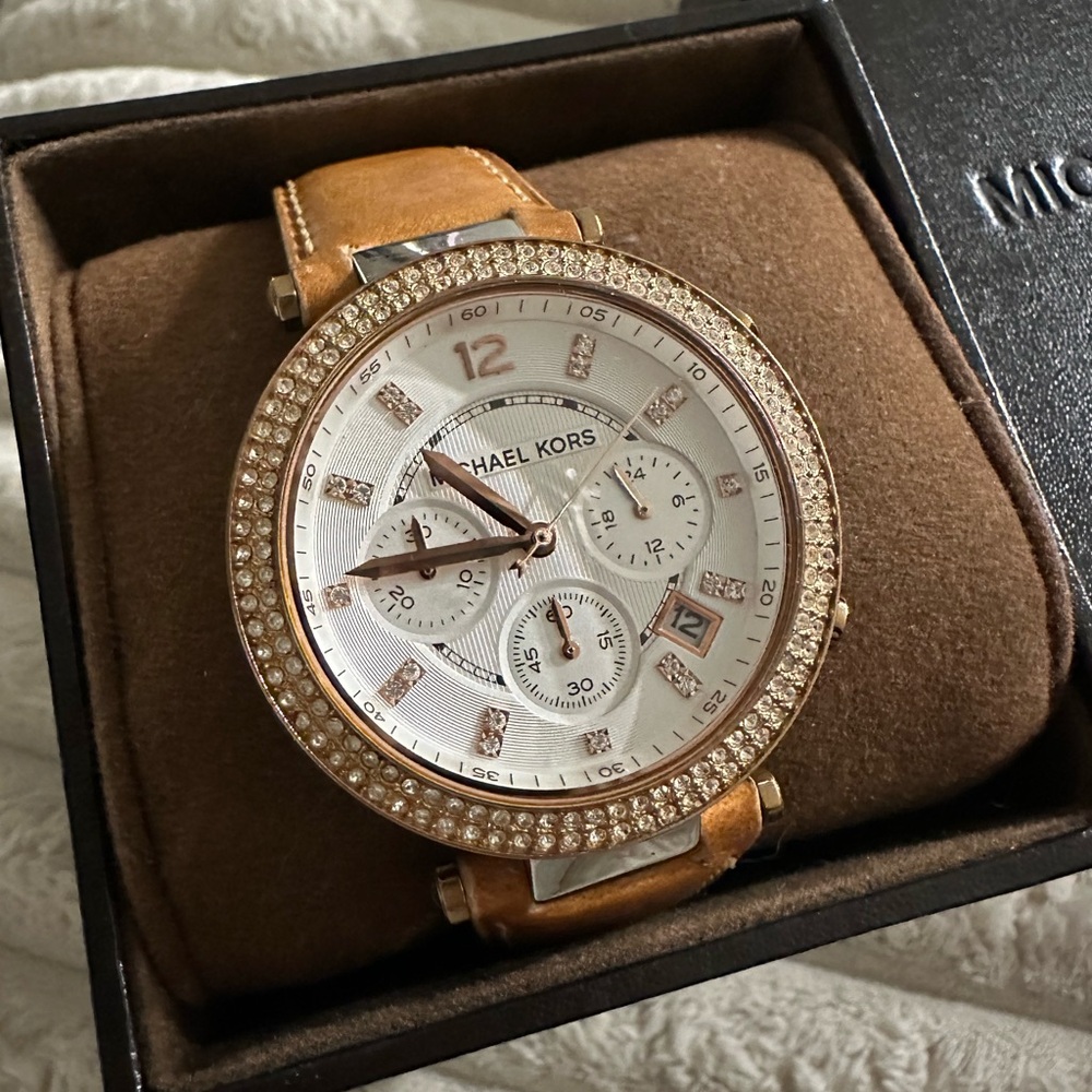 Michael Kors leather band watch.